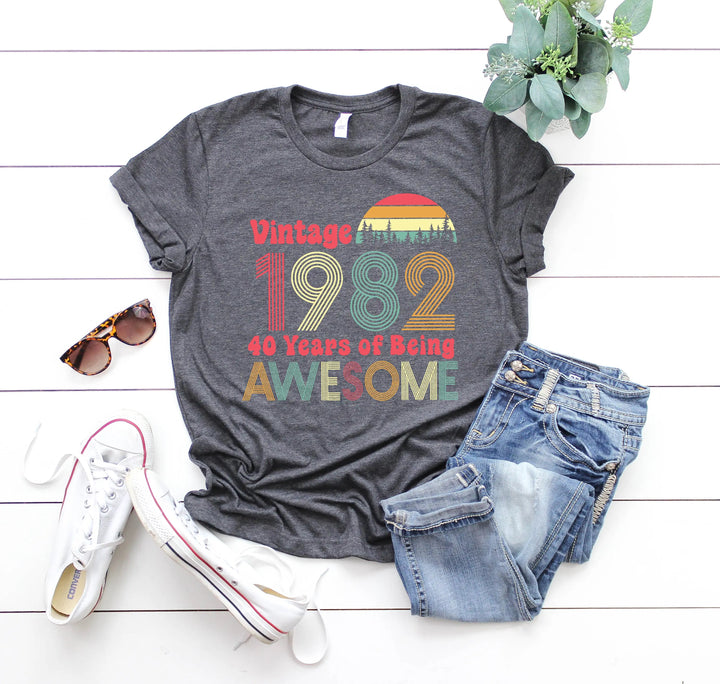 1982 Vintage 42nd Birthday Shirt - 42 Years of Being Awesome Tee Cypress DTF