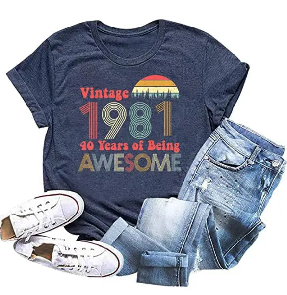 1982 Vintage 42nd Birthday Shirt - 42 Years of Being Awesome Tee Cypress DTF