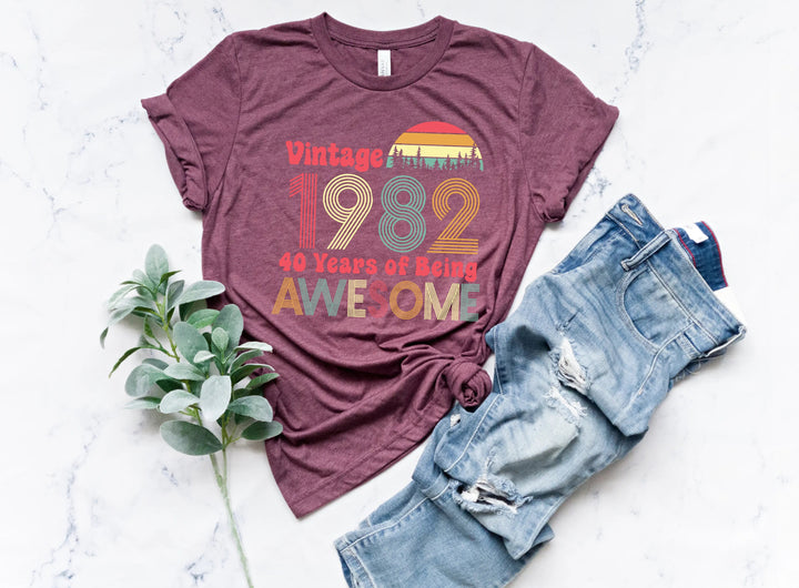 1982 Vintage 42nd Birthday Shirt - 42 Years of Being Awesome Tee Cypress DTF