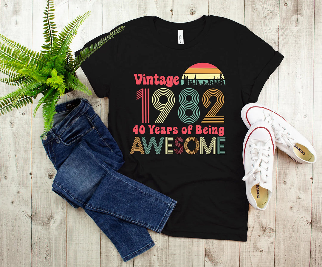 1982 Vintage 42nd Birthday Shirt - 42 Years of Being Awesome Tee Cypress DTF