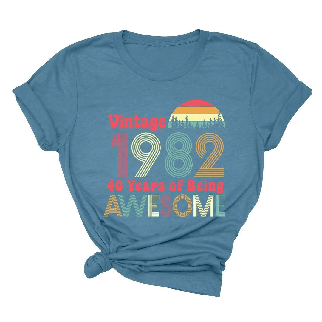 1982 Vintage 42nd Birthday Shirt - 42 Years of Being Awesome Tee Cypress DTF