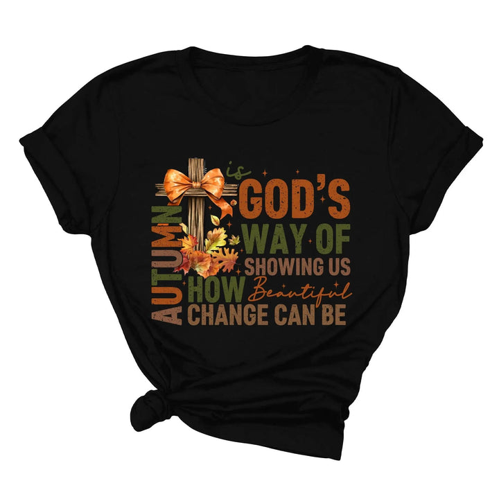 Autumn Is God's Way Of Showing Us How Beautiful Change Can Be Shirt, Retro Fall Jesus Shirt, Fall Coquette Bow Shirt Autumn Jesus Sweatshirt Cypress DTF