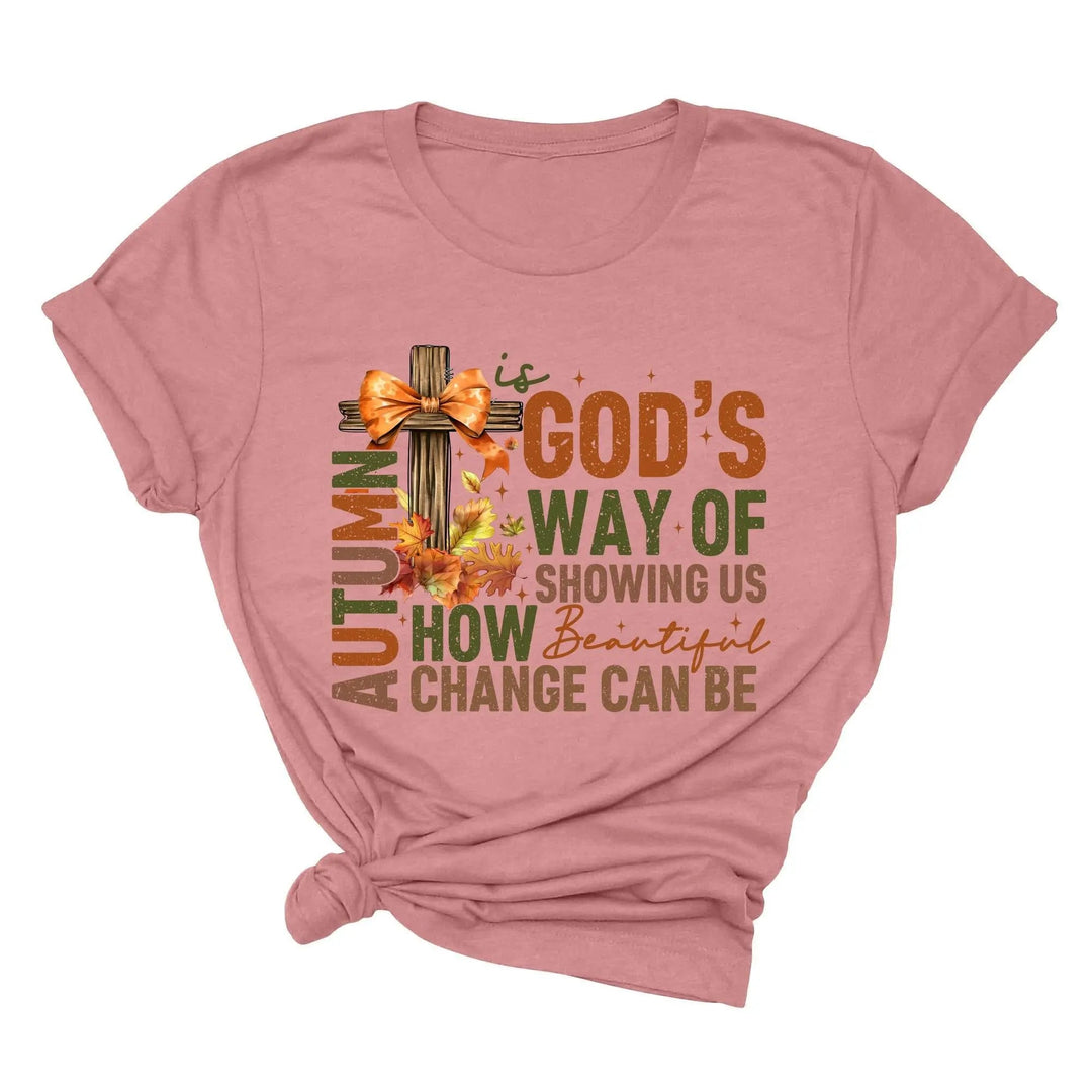 Autumn Is God's Way Of Showing Us How Beautiful Change Can Be Shirt, Retro Fall Jesus Shirt, Fall Coquette Bow Shirt Autumn Jesus Sweatshirt Cypress DTF