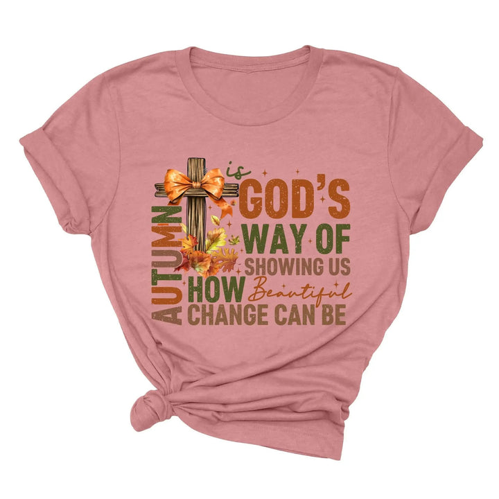 Autumn Is God's Way Of Showing Us How Beautiful Change Can Be Shirt, Retro Fall Jesus Shirt, Fall Coquette Bow Shirt Autumn Jesus Sweatshirt Cypress DTF