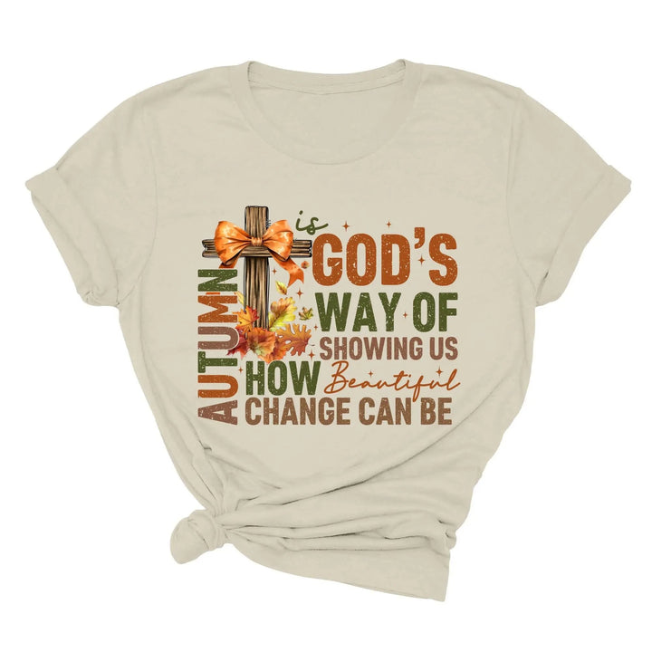 Autumn Is God's Way Of Showing Us How Beautiful Change Can Be Shirt, Retro Fall Jesus Shirt, Fall Coquette Bow Shirt Autumn Jesus Sweatshirt Cypress DTF
