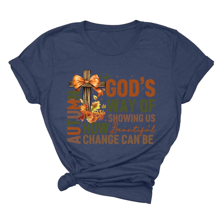 Autumn Is God's Way Of Showing Us How Beautiful Change Can Be Shirt, Retro Fall Jesus Shirt, Fall Coquette Bow Shirt Autumn Jesus Sweatshirt Cypress DTF