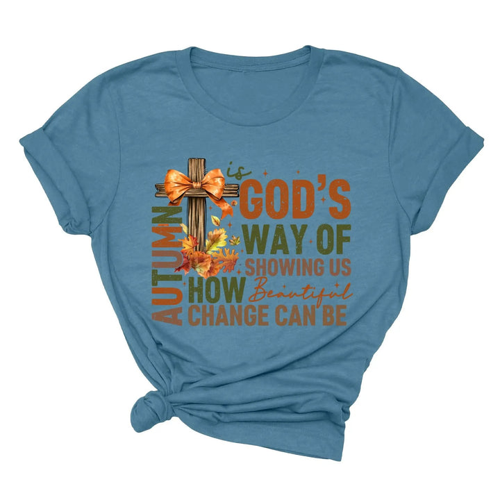 Autumn Is God's Way Of Showing Us How Beautiful Change Can Be Shirt, Retro Fall Jesus Shirt, Fall Coquette Bow Shirt Autumn Jesus Sweatshirt Cypress DTF