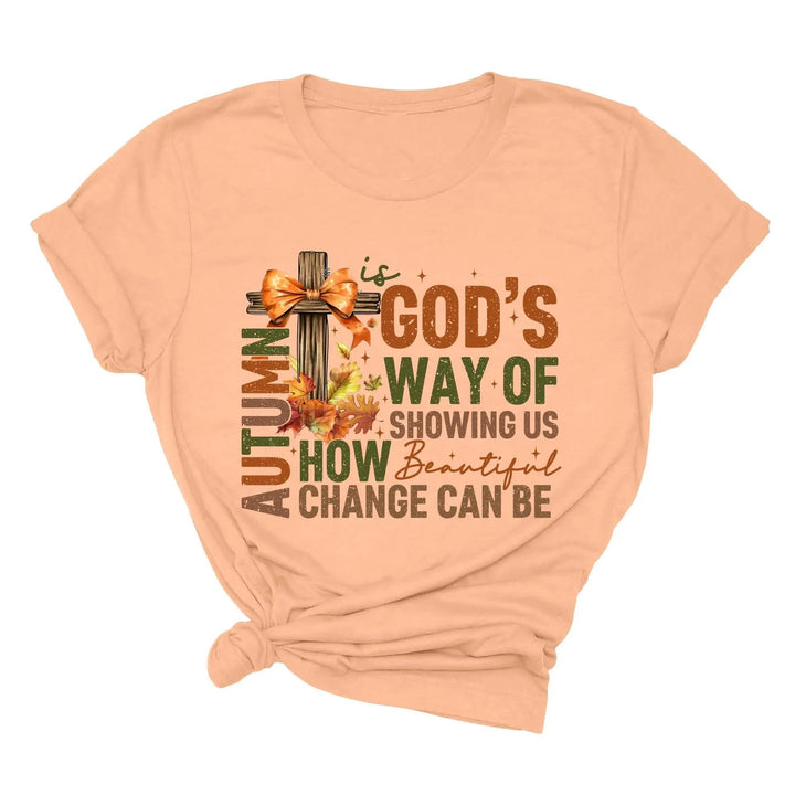 Autumn Is God's Way Of Showing Us How Beautiful Change Can Be Shirt, Retro Fall Jesus Shirt, Fall Coquette Bow Shirt Autumn Jesus Sweatshirt Cypress DTF