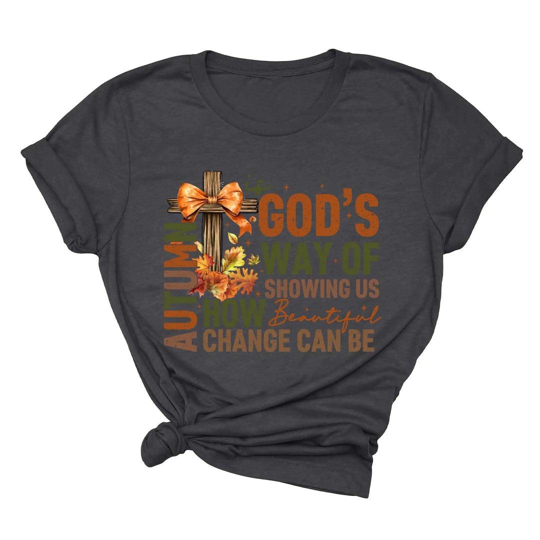 Autumn Is God's Way Of Showing Us How Beautiful Change Can Be Shirt, Retro Fall Jesus Shirt, Fall Coquette Bow Shirt Autumn Jesus Sweatshirt Cypress DTF