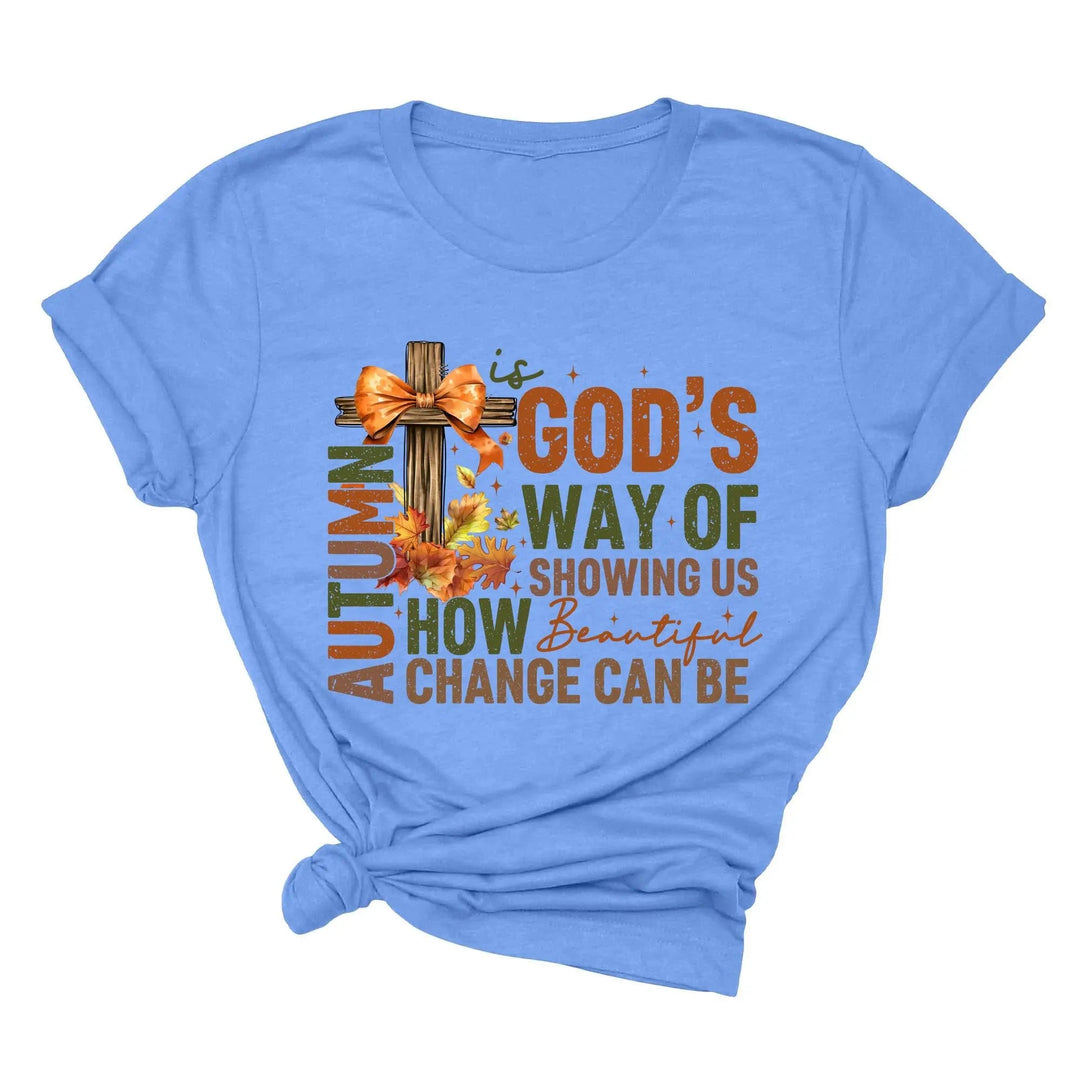 Autumn Is God's Way Of Showing Us How Beautiful Change Can Be Shirt, Retro Fall Jesus Shirt, Fall Coquette Bow Shirt Autumn Jesus Sweatshirt Cypress DTF
