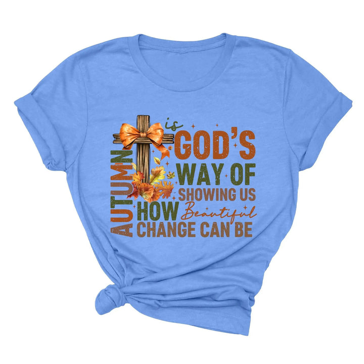 Autumn Is God's Way Of Showing Us How Beautiful Change Can Be Shirt, Retro Fall Jesus Shirt, Fall Coquette Bow Shirt Autumn Jesus Sweatshirt Cypress DTF