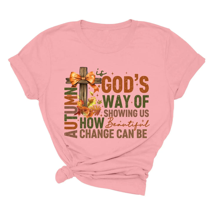 Autumn Is God's Way Of Showing Us How Beautiful Change Can Be Shirt, Retro Fall Jesus Shirt, Fall Coquette Bow Shirt Autumn Jesus Sweatshirt Cypress DTF