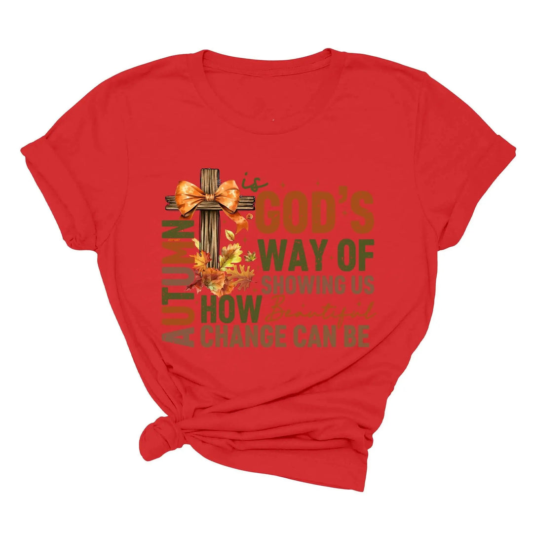 Autumn Is God's Way Of Showing Us How Beautiful Change Can Be Shirt, Retro Fall Jesus Shirt, Fall Coquette Bow Shirt Autumn Jesus Sweatshirt Cypress DTF