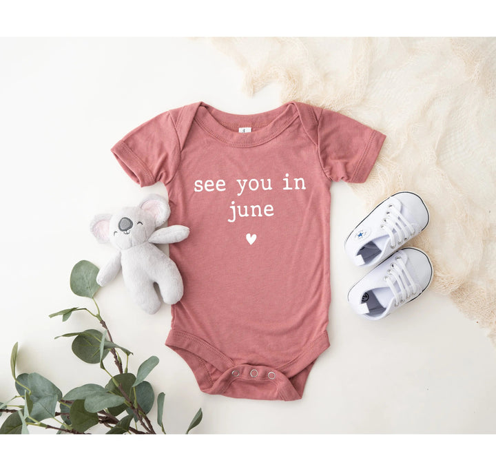 Baby Announcement Bodysuit - See You in June | Pregnancy Bodysuit Cypress DTF