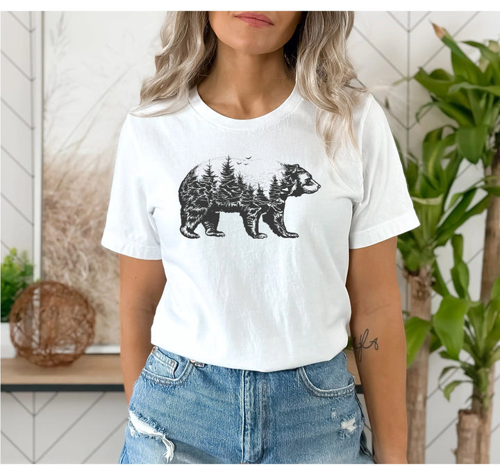 Bear Forest T-Shirt - Nature Lover Camping & Outdoors Mama Bear Tee Cypress DTF