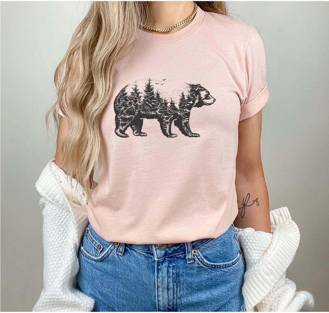 Bear Forest T-Shirt - Nature Lover Camping & Outdoors Mama Bear Tee Cypress DTF