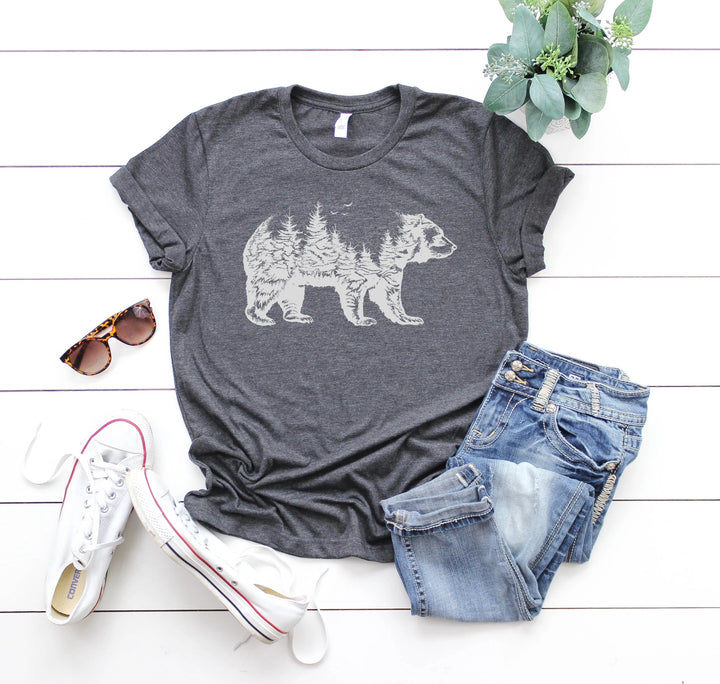 Bear Forest T-Shirt - Nature Lover Camping & Outdoors Mama Bear Tee Cypress DTF