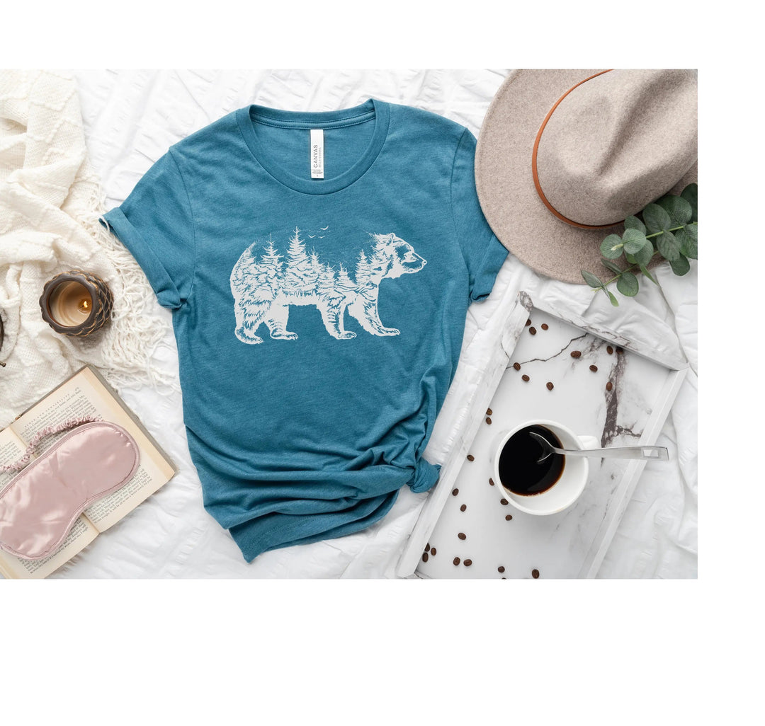 Bear Forest T-Shirt - Nature Lover Camping & Outdoors Mama Bear Tee Cypress DTF
