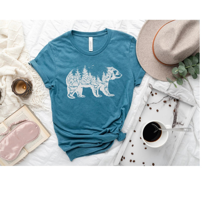 Bear Forest T-Shirt - Nature Lover Camping & Outdoors Mama Bear Tee Cypress DTF