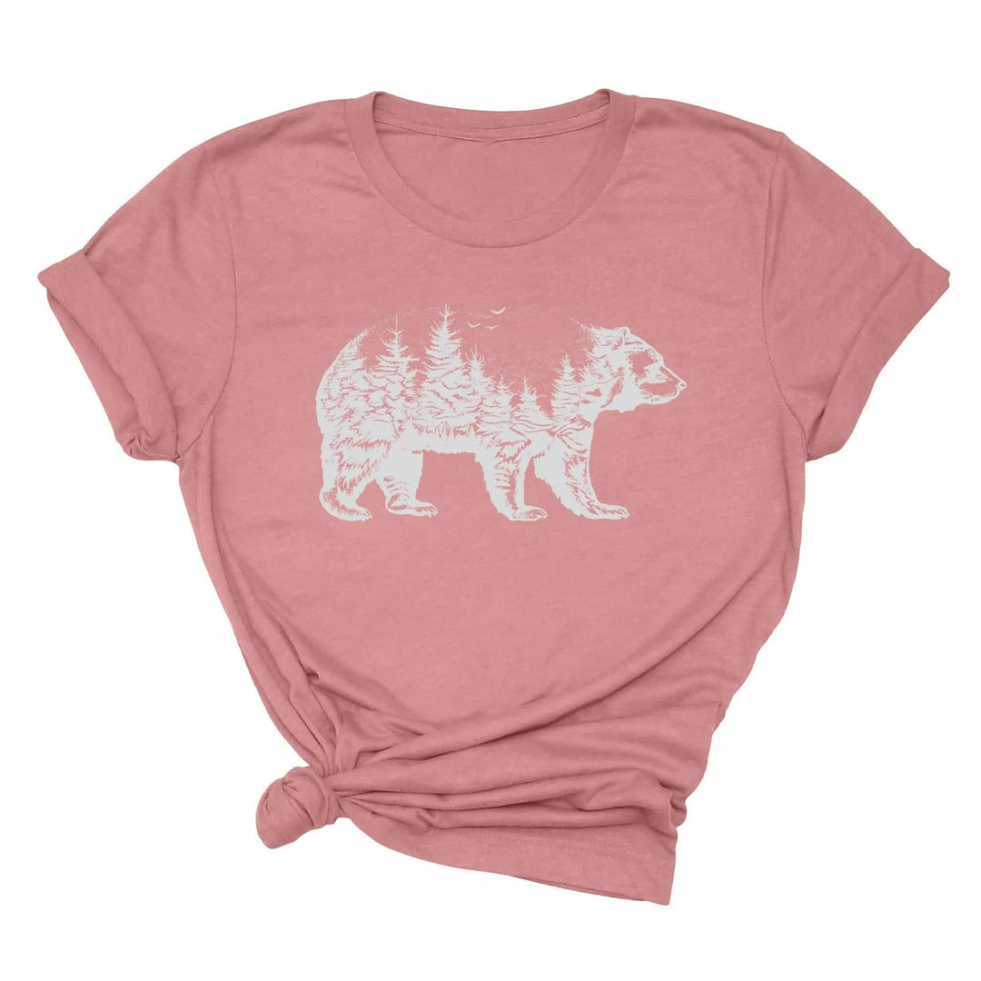 Bear Forest T-Shirt - Nature Lover Camping & Outdoors Mama Bear Tee Cypress DTF