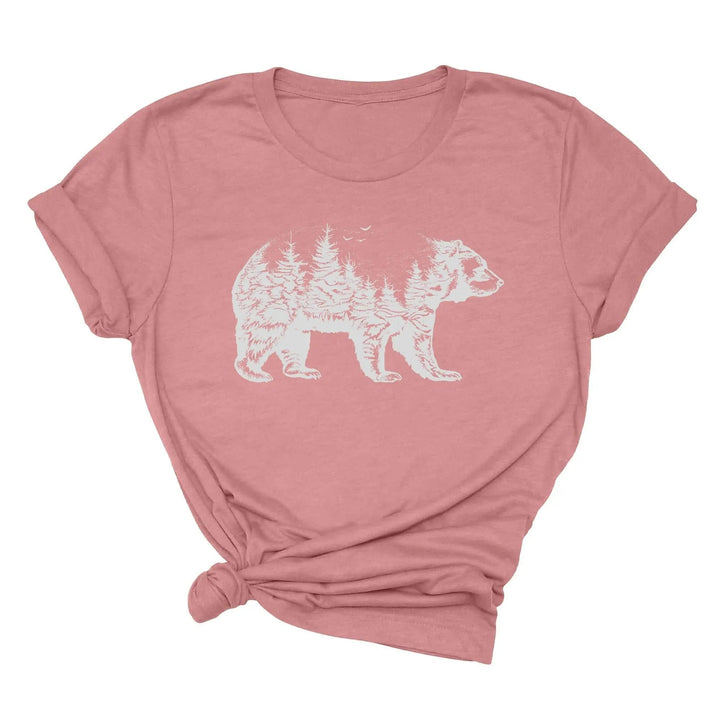 Bear Forest T-Shirt - Nature Lover Camping & Outdoors Mama Bear Tee Cypress DTF