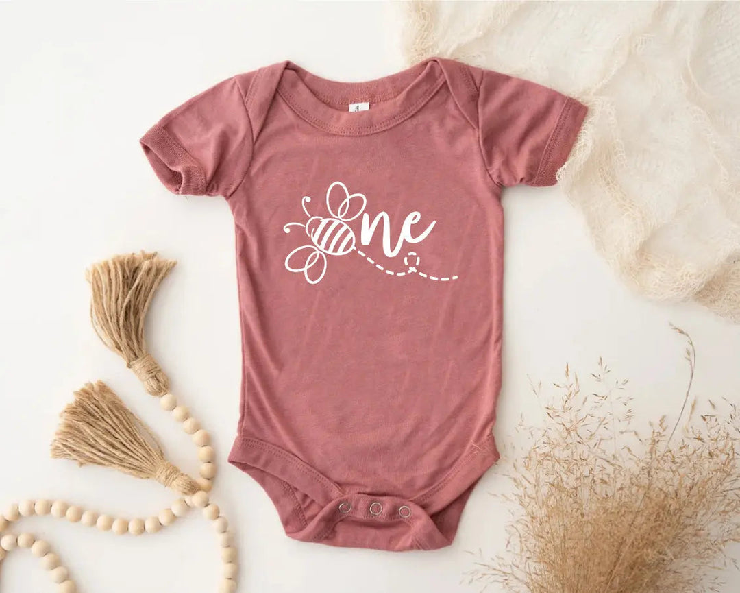 Bee One 1st Birthday Bodysuit - Baby Shower Gift & Announcement Cypress DTF