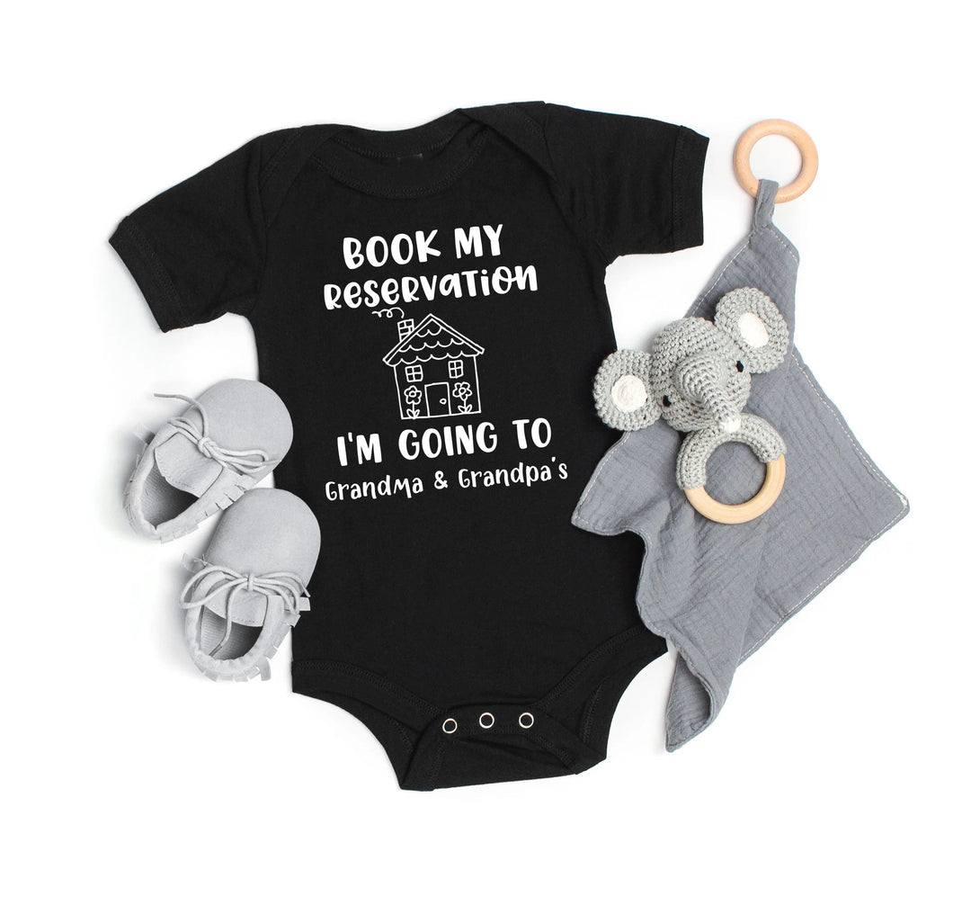 Book My Reservation Bodysuit - Pregnancy Announcement for Grandparents Cypress DTF