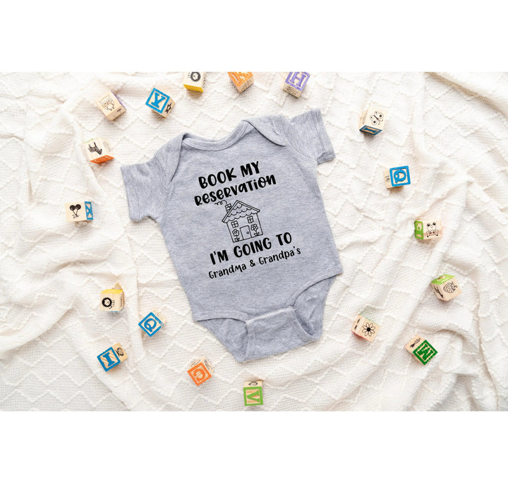 Book My Reservation Bodysuit - Pregnancy Announcement for Grandparents Cypress DTF