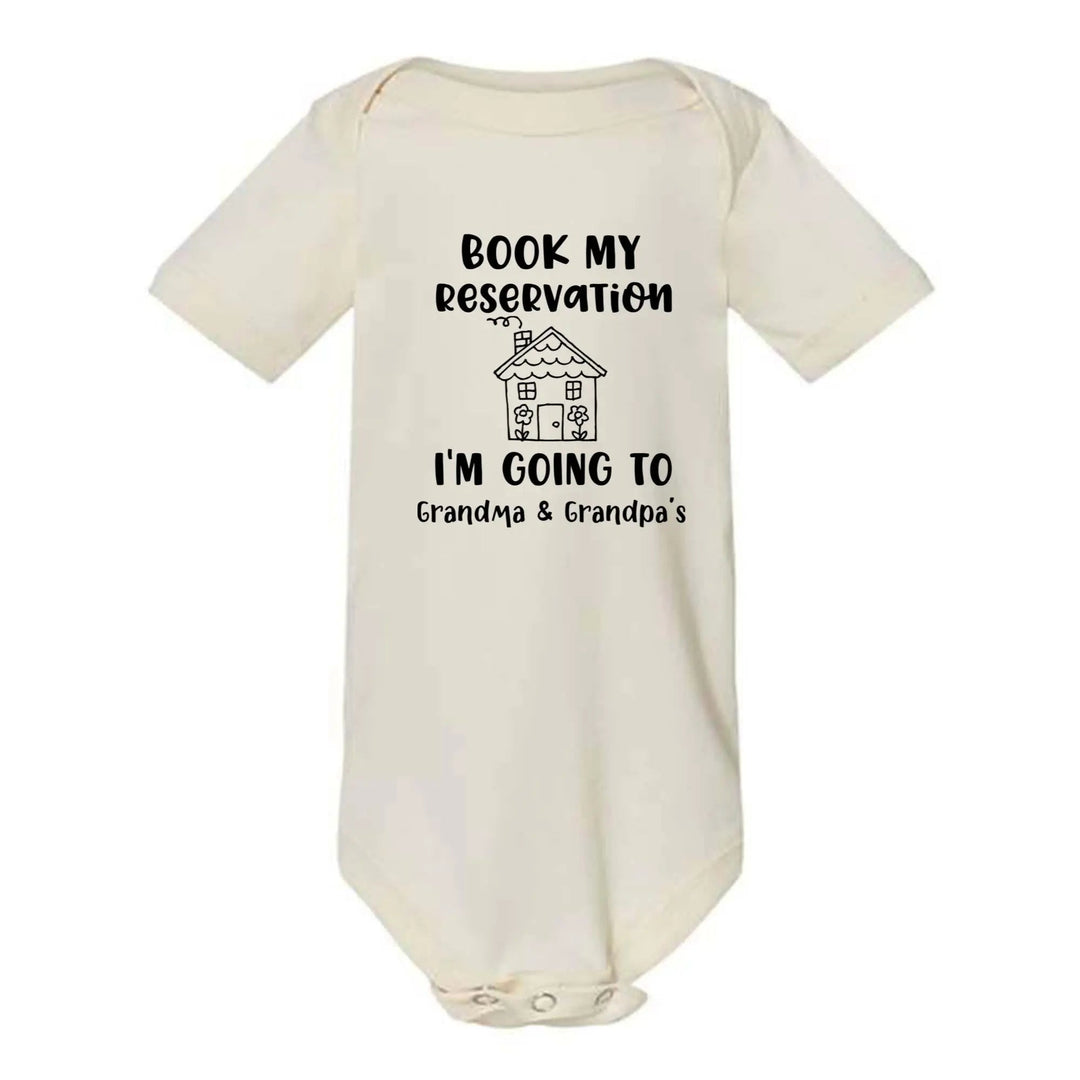 Book My Reservation Bodysuit - Pregnancy Announcement for Grandparents Cypress DTF