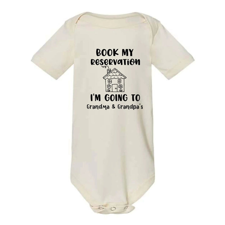 Book My Reservation Bodysuit - Pregnancy Announcement for Grandparents Cypress DTF