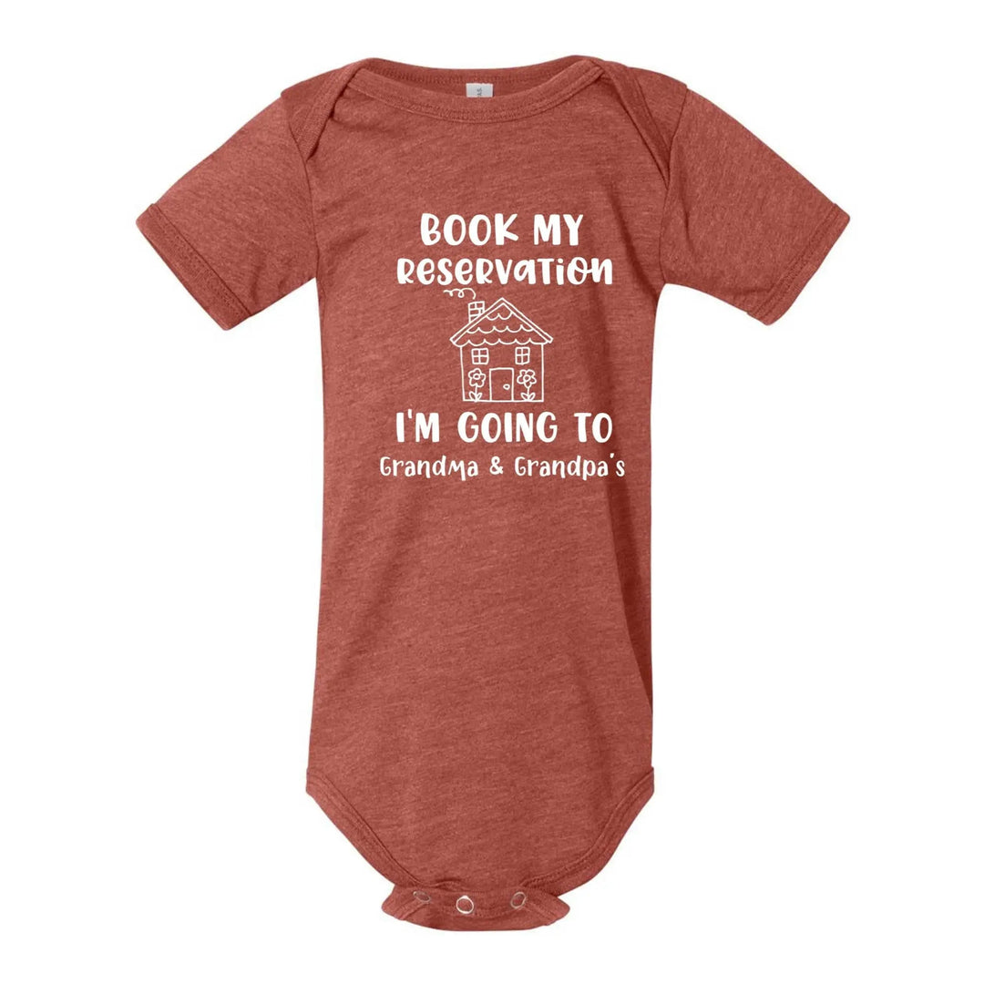 Book My Reservation Bodysuit - Pregnancy Announcement for Grandparents Cypress DTF