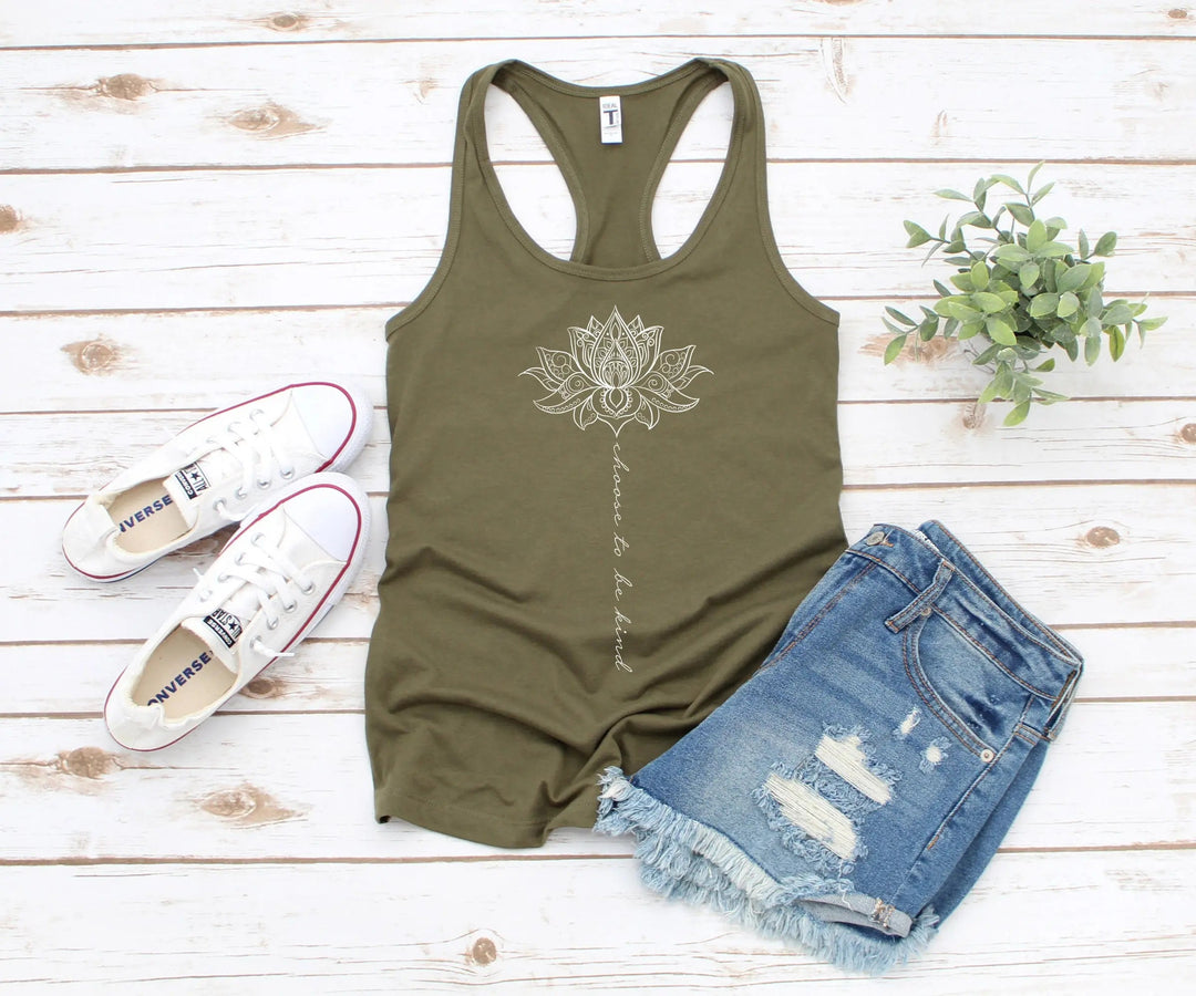 Choose to Be Kind Mandala Tank - Cute Spring Graphic for Women Cypress DTF