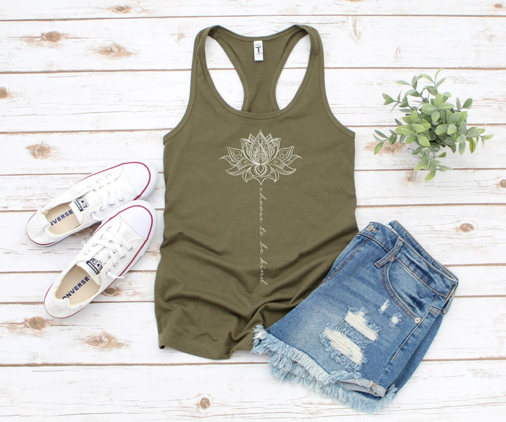 Choose to Be Kind Mandala Tank - Cute Spring Graphic for Women Cypress DTF