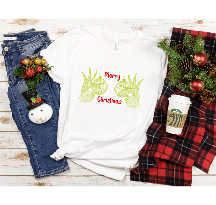 Christmas Hand Boobs Shirt | Funny Grinch-Inspired Holiday Tee Cypress DTF