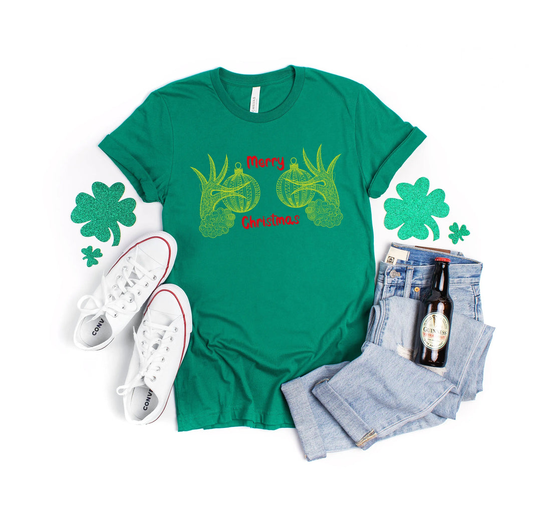Christmas Hand Boobs Shirt | Funny Grinch-Inspired Holiday Tee Cypress DTF
