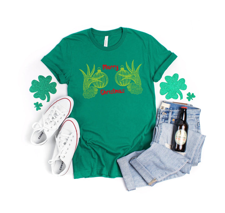 Christmas Hand Boobs Shirt | Funny Grinch-Inspired Holiday Tee Cypress DTF