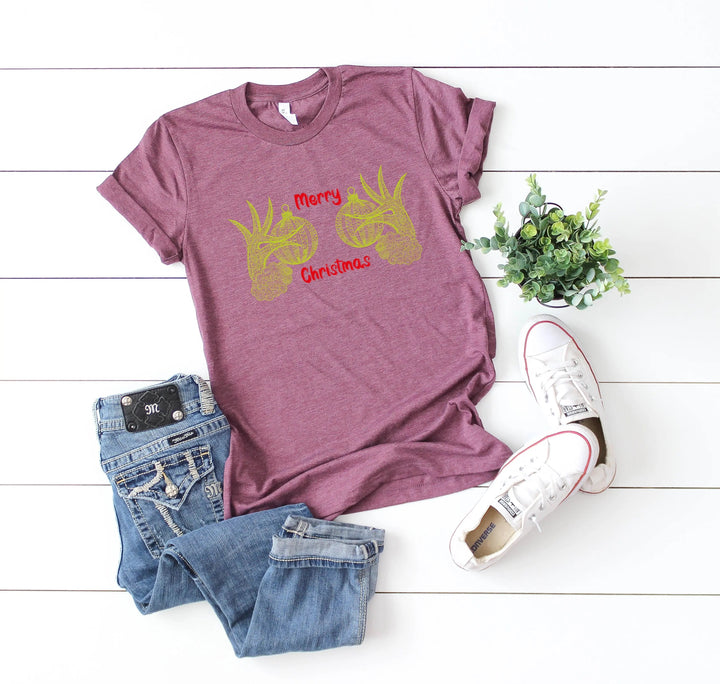Christmas Hand Boobs Shirt | Funny Grinch-Inspired Holiday Tee Cypress DTF