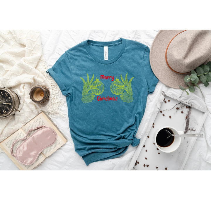 Christmas Hand Boobs Shirt | Funny Grinch-Inspired Holiday Tee Cypress DTF