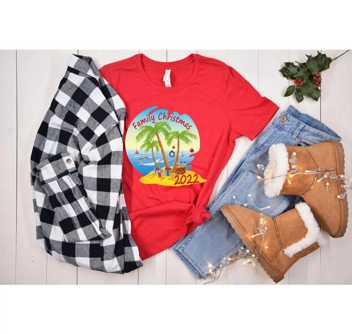 Christmas Palm Tree Shirt | Tropical Florida Xmas Tee Cypress DTF