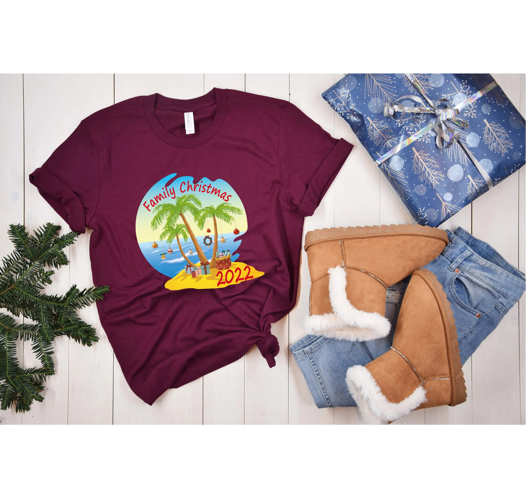 Christmas Palm Tree Shirt | Tropical Florida Xmas Tee Cypress DTF