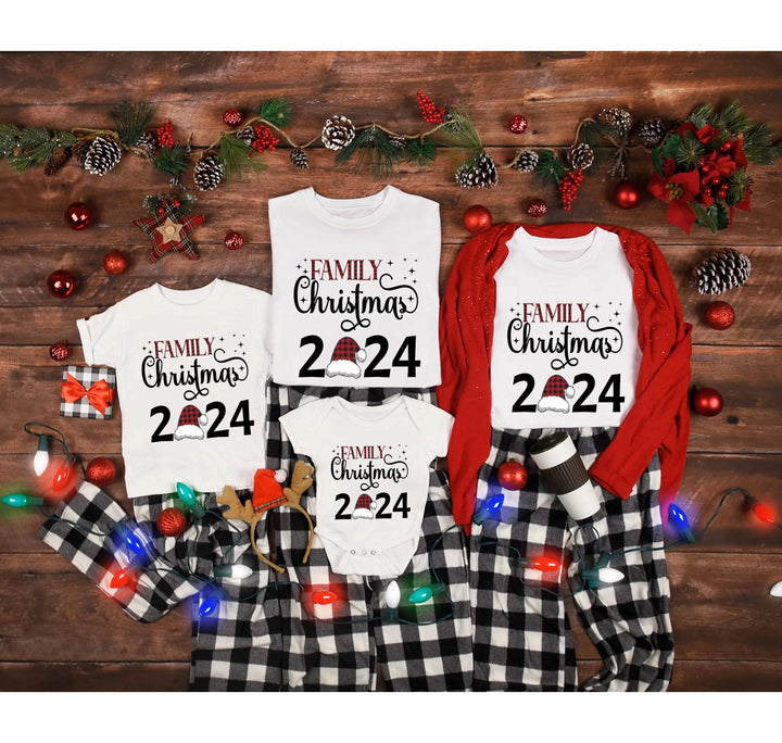 Christmas Shirt | Family Matching Plaid Buffalo Santa Hat Tee Cypress DTF