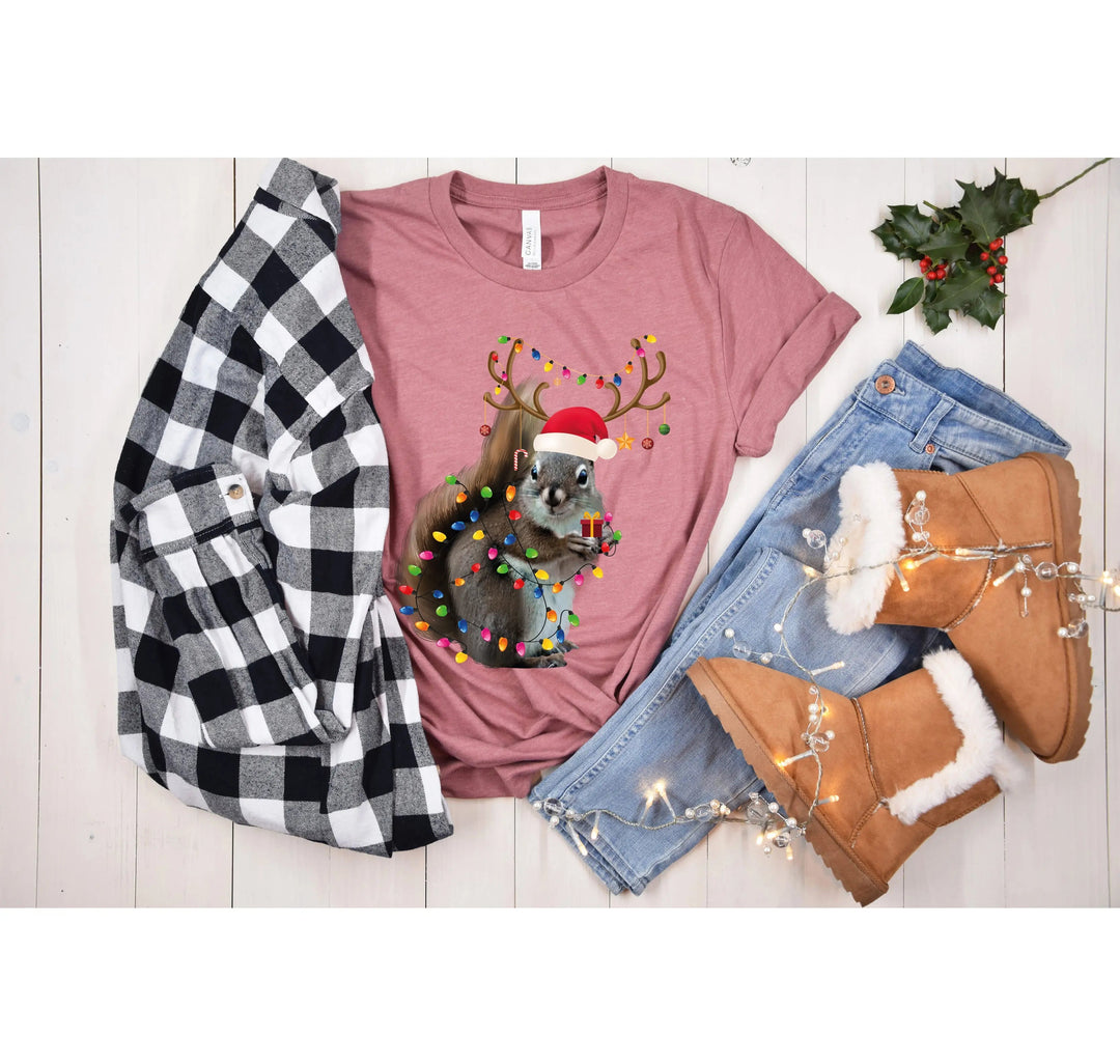Christmas Squirrel Lights Shirt | Funny Christmas Vacation Tee Cypress DTF
