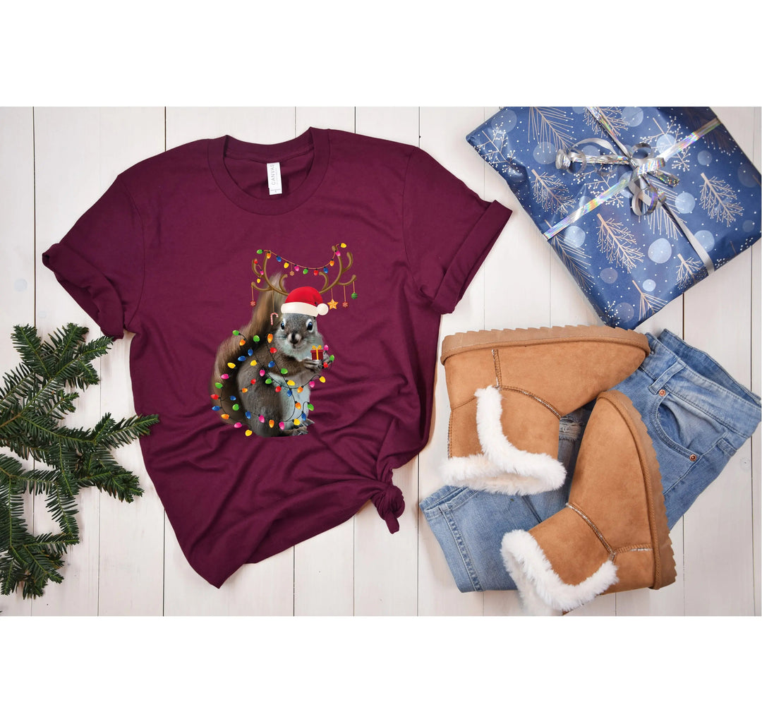 Christmas Squirrel Lights Shirt | Funny Christmas Vacation Tee Cypress DTF