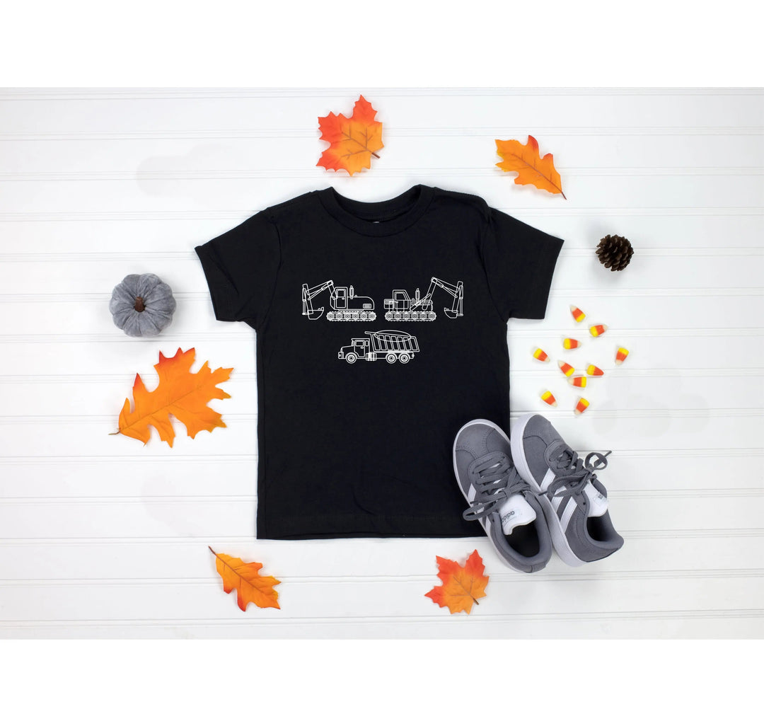 Construction Trucks Tee - Excavator Birthday Shirt for Kids Cypress DTF