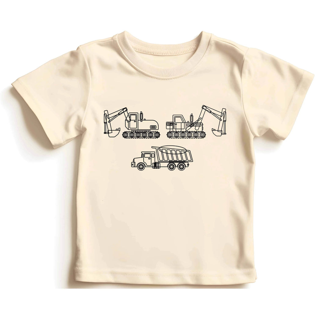 Construction Trucks Tee - Excavator Birthday Shirt for Kids Cypress DTF