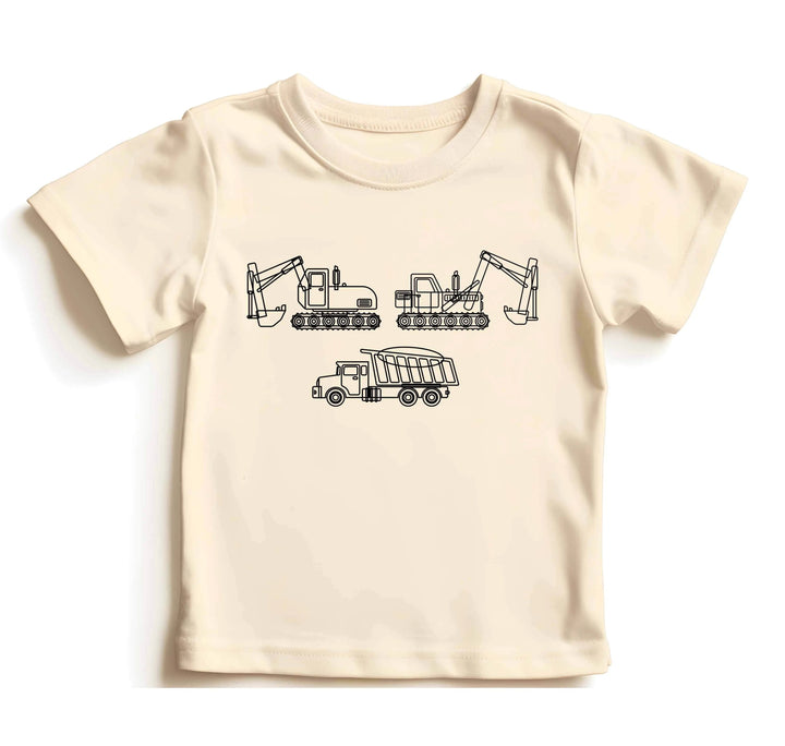 Construction Trucks Tee - Excavator Birthday Shirt for Kids Cypress DTF