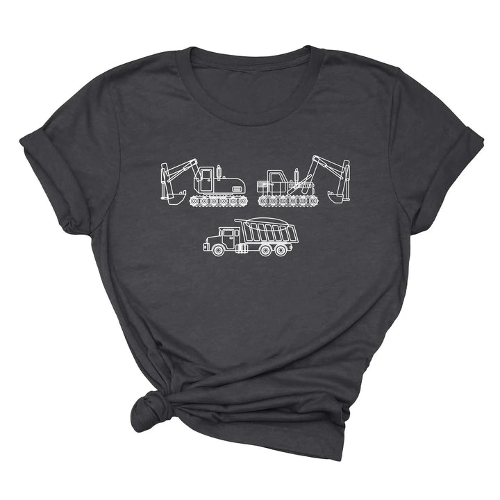 Construction Trucks Tee - Excavator Birthday Shirt for Kids Cypress DTF