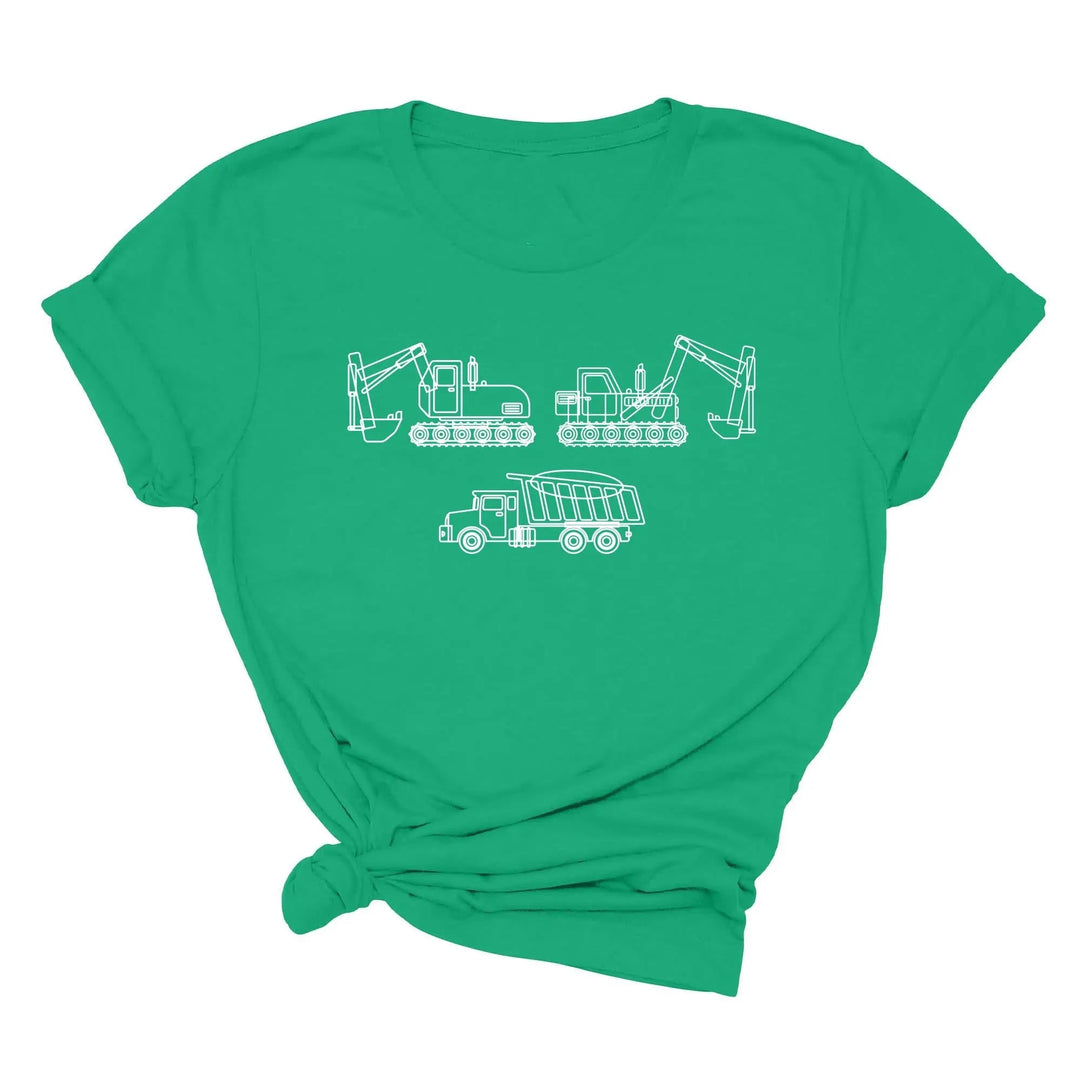 Construction Trucks Tee - Excavator Birthday Shirt for Kids Cypress DTF