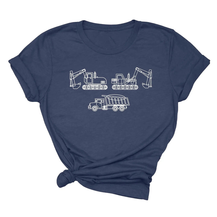 Construction Trucks Tee - Excavator Birthday Shirt for Kids Cypress DTF