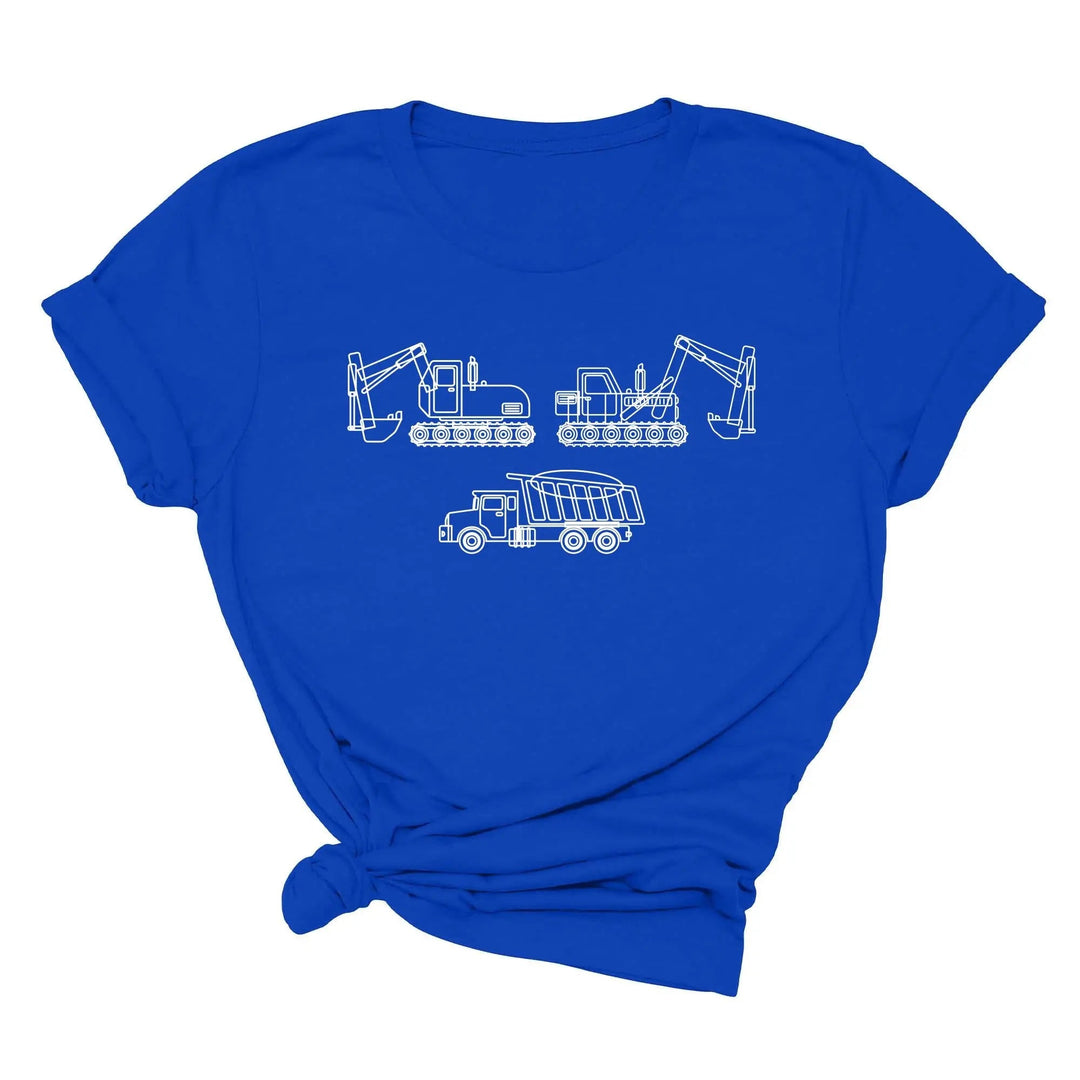 Construction Trucks Tee - Excavator Birthday Shirt for Kids Cypress DTF